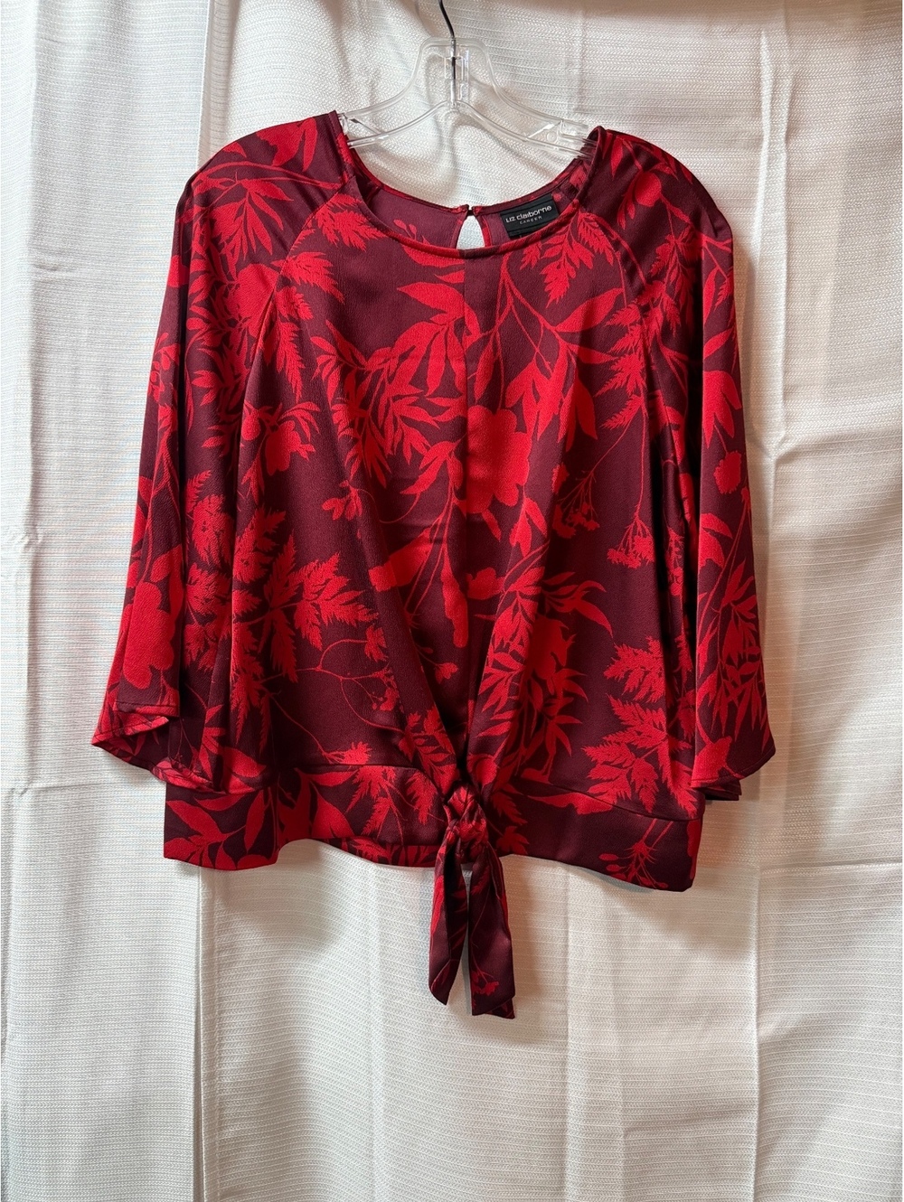 Liz Claiborne Career Women's Floral Print Polyester Blouse Medium